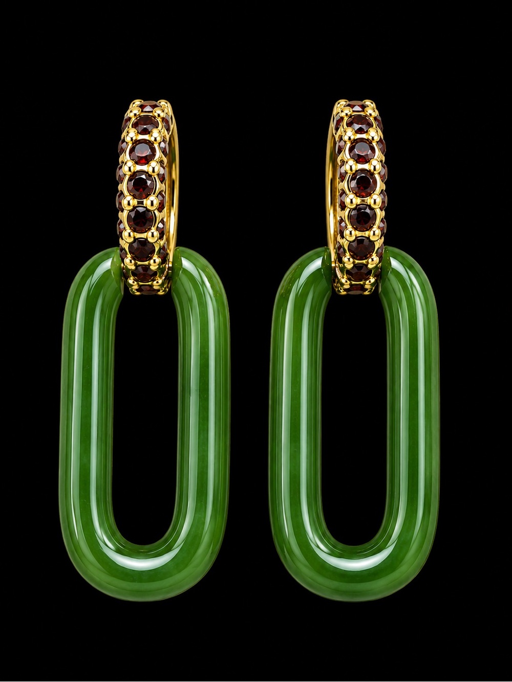 Tory Burch Roxanne Link Green Crystal Gold Drop Earrings Good Preowned
